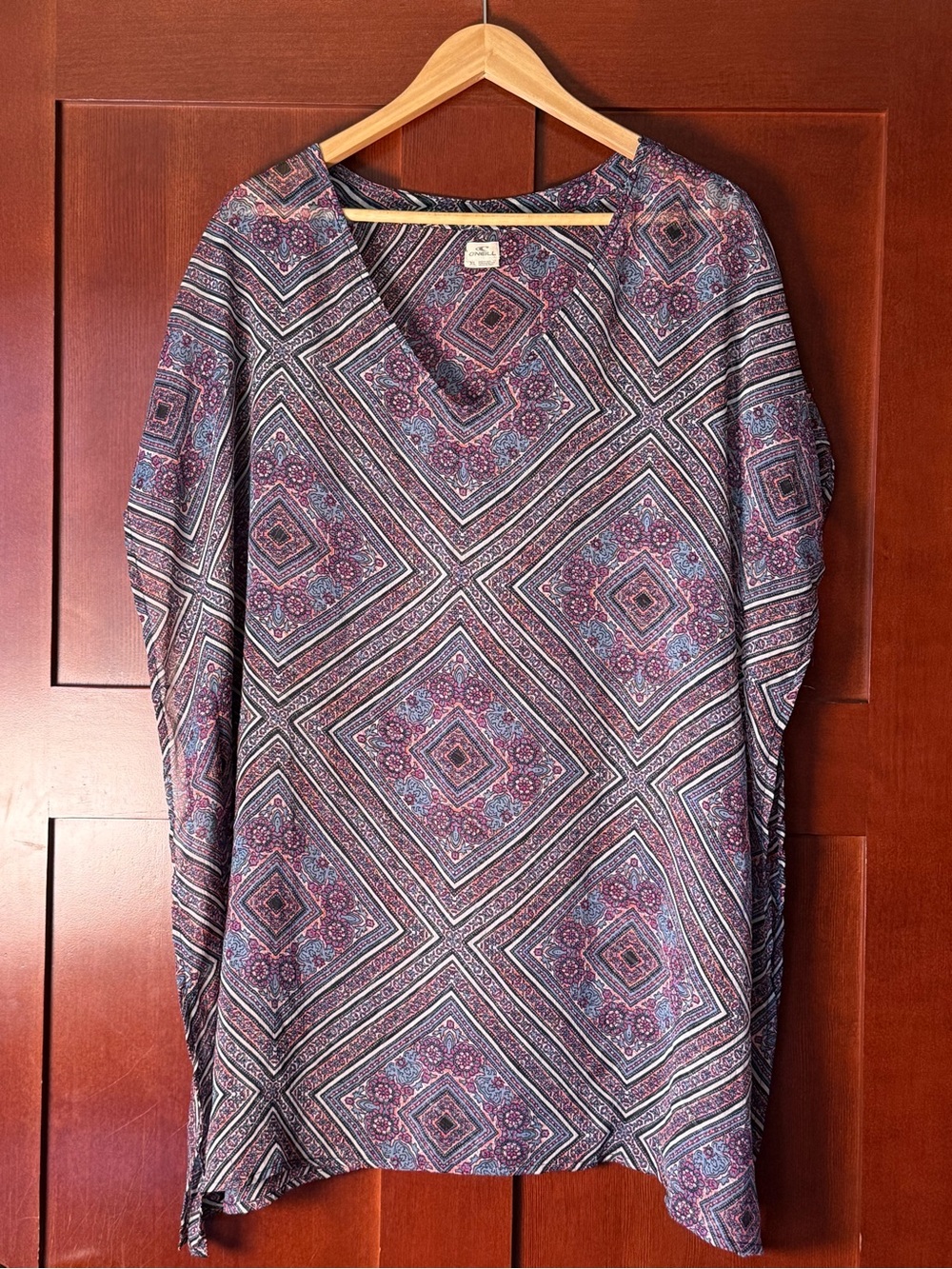 O'Neill Purple/Blue Bali Printed Sheer Swim Cover Up Size XL